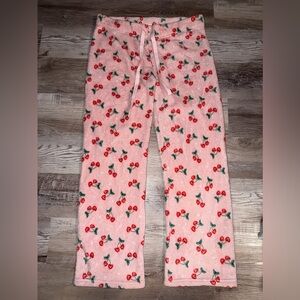 Cherry-Print Wide Leg Sleeping Pants